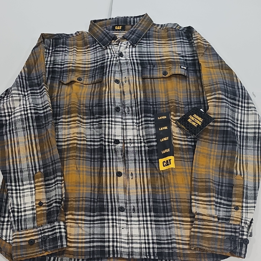 CAT Plaid Shirt in Black, White, and Yellow